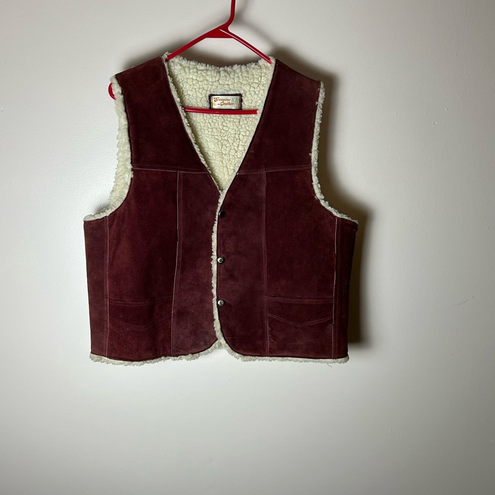 Brown Suede Vest with Shearling Lining